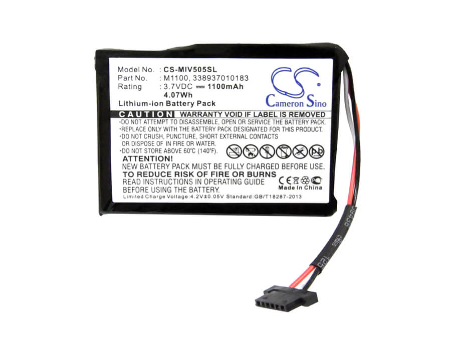 3.7V, 1100mAh, Li-ion Battery fits Mitac, Mio Spirit V505 Tv, Mio Spirit V735 Tv, 4.07Wh