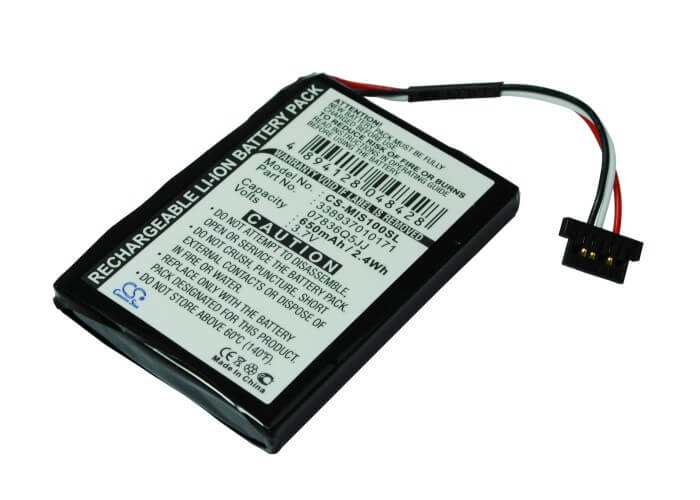 3.7V, 650mAh, Li-ion Battery fits Navman, Spirit S100, Spirit S100t, 2.405Wh