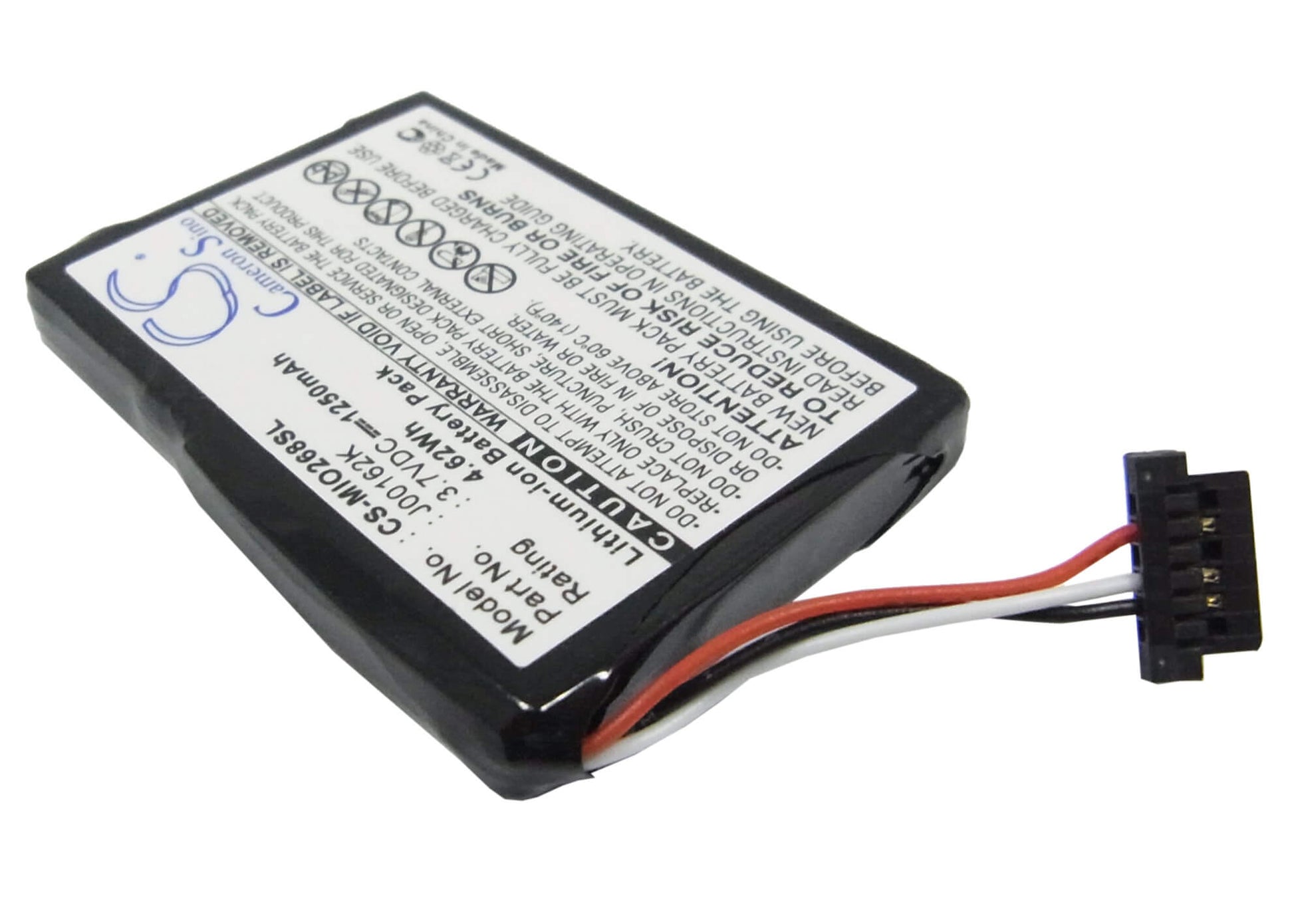 3.7V, 1250mAh, Li-ion Battery fits Mitac, Mio 138, Mio 268, 4.625Wh