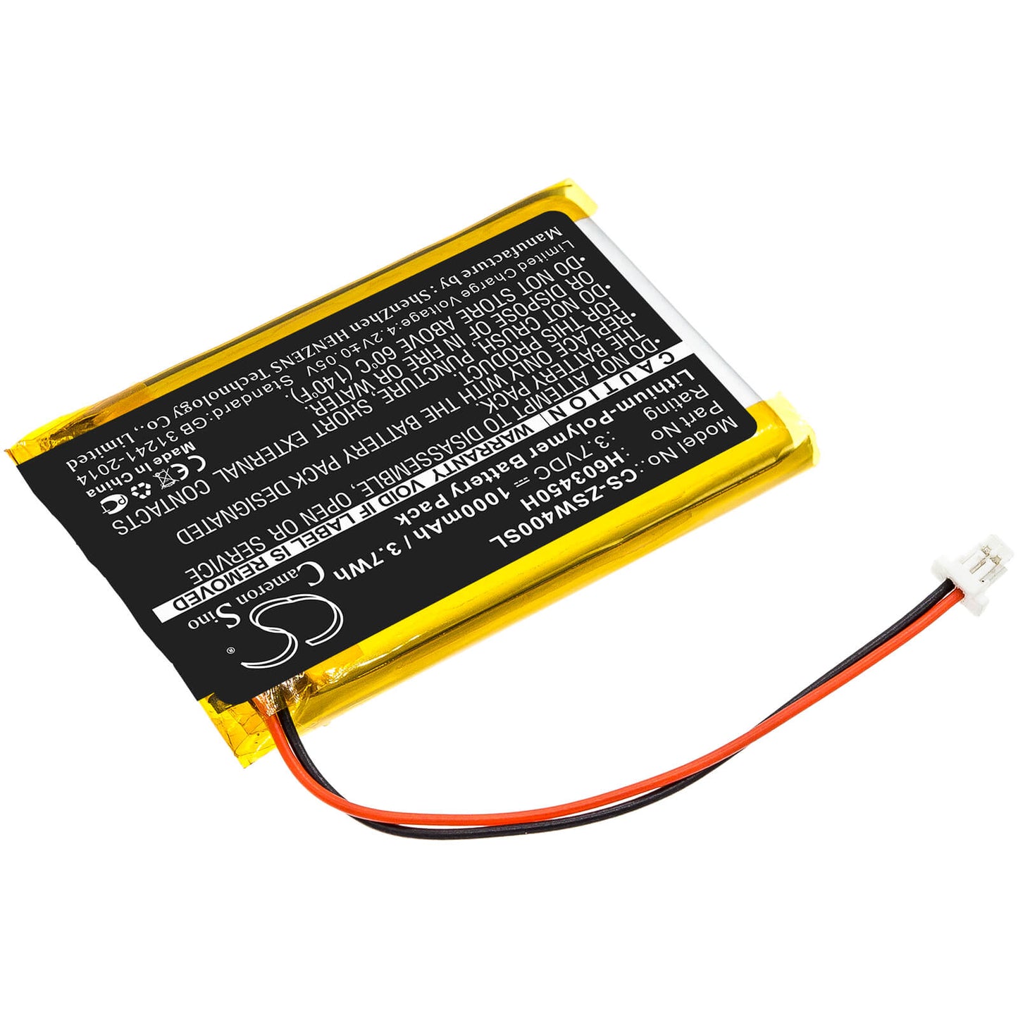 3.7V, 1000mAh, Li-Polymer Battery fits Izzo, Swami 4000, Swami 4000 Golf Gpsa43094, 3.7Wh