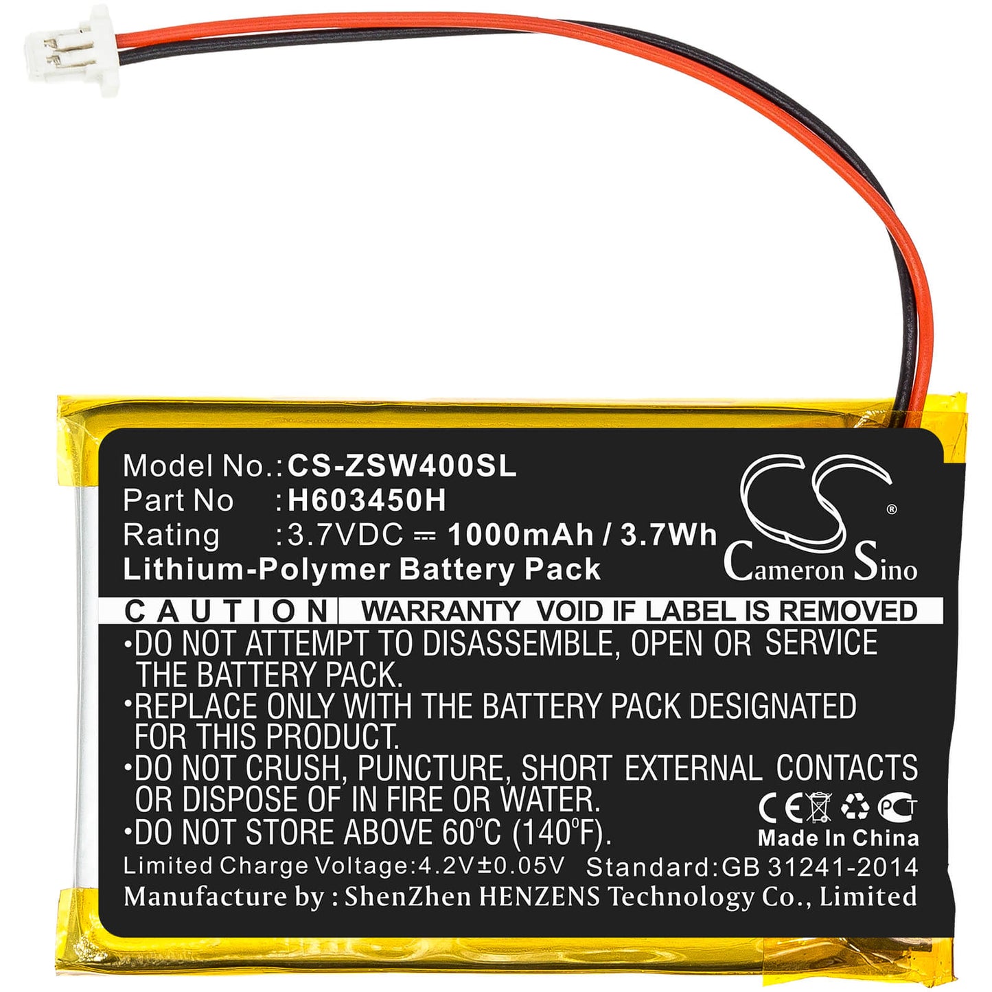 3.7V, 1000mAh, Li-Polymer Battery fits Izzo, Swami 4000, Swami 4000 Golf Gpsa43094, 3.7Wh