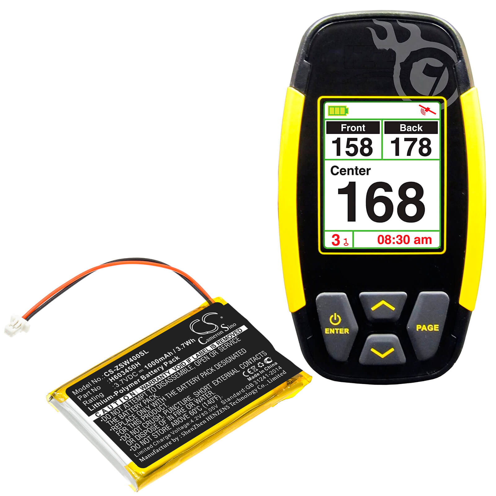 3.7V, 1000mAh, Li-Polymer Battery fits Izzo, Swami 4000, Swami 4000 Golf Gpsa43094, 3.7Wh