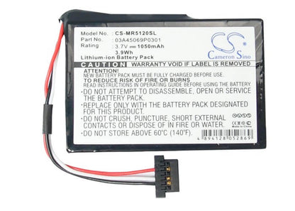 3.7V, 1050mAh, Li-ion Battery fits Magellan, Roadmate 5045, Roadmate 5045lm, 3.885Wh