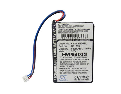 3.7V, 850mAh, Li-ion Battery fits Navman, Icn320, Icn330, 3.145Wh