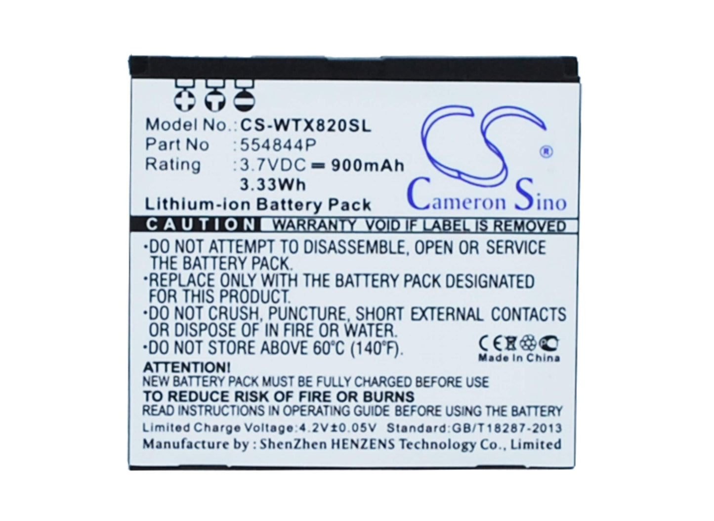 3.7V, 800mAh, Li-ion Battery fits Takara, Gp55bt, 2.96Wh