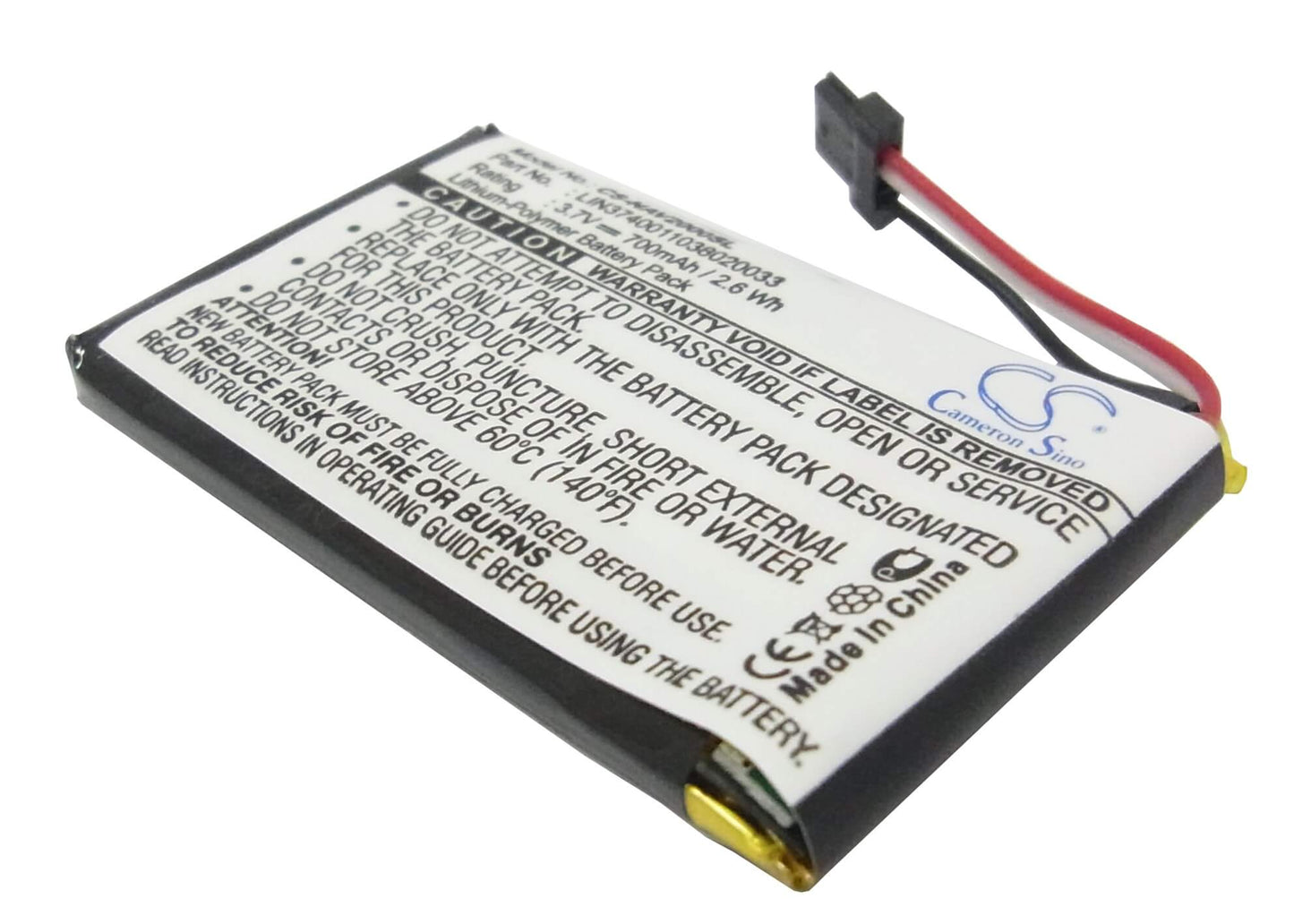 3.7V, 700mAh, Li-Polymer Battery fits Navigon, 20 Easy, 20 Plus, 2.59Wh