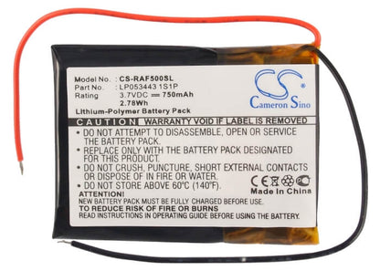 3.7V, 750mAh, Li-Polymer Battery fits Rac, 5000 Wide, 2.775Wh
