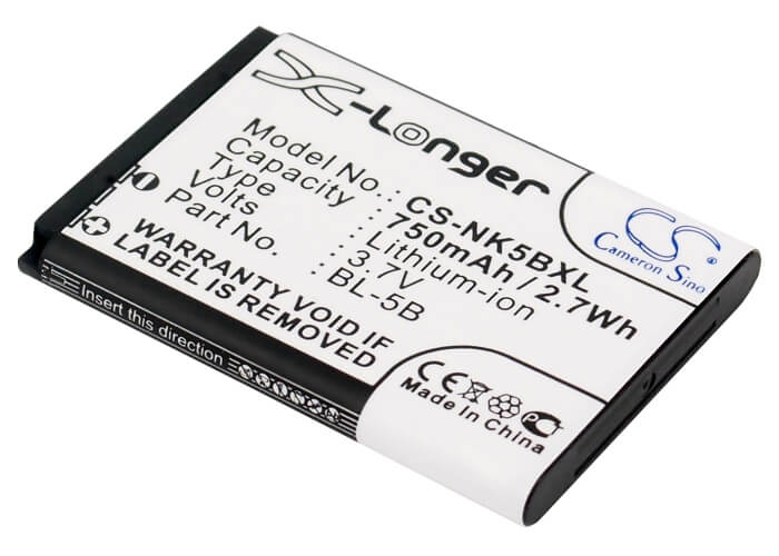 Gps, Navigator 3.7V, 750mAh, Li-ion Battery fits Yashica, Bl-5b, Ez Digital Nv-1, 2.775Wh