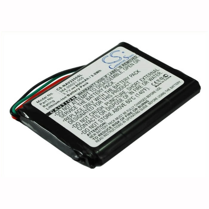 3.7V, 800mAh, Li-ion Battery fits Navigon, 2200, 2200t, 2.96Wh