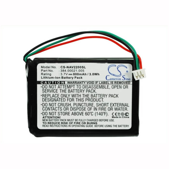 3.7V, 800mAh, Li-ion Battery fits Navigon, 2200, 2200t, 2.96Wh