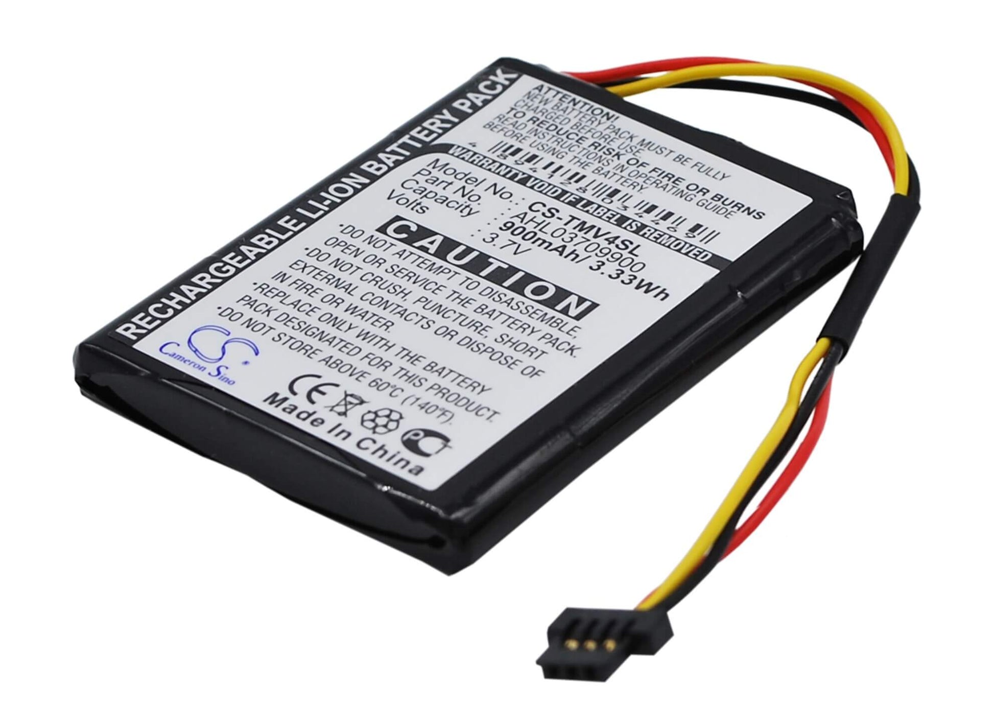 3.7V, 900mAh, Li-ion Battery fits Tomtom, 4ee0.001.22, One V4, 3.33Wh