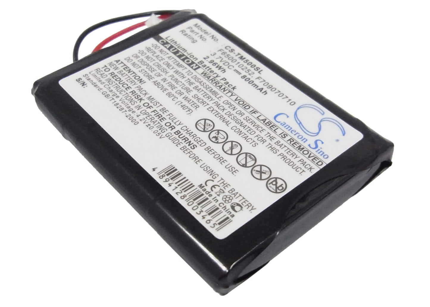 3.7V, 800mAh, Li-ion Battery fits Tomtom, 4k00.100, 4n00.004, 2.96Wh