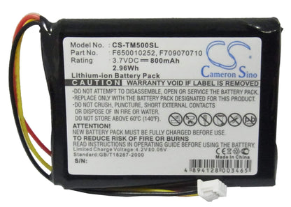 3.7V, 800mAh, Li-ion Battery fits Tomtom, 4k00.100, 4n00.004, 2.96Wh