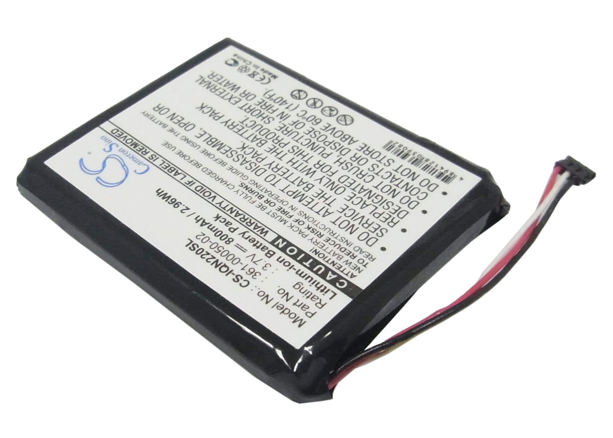 3.7V, 800mAh, Li-ion Battery fits Garmin, Nuvi 2200, Nuvi 2200lt, 2.96Wh