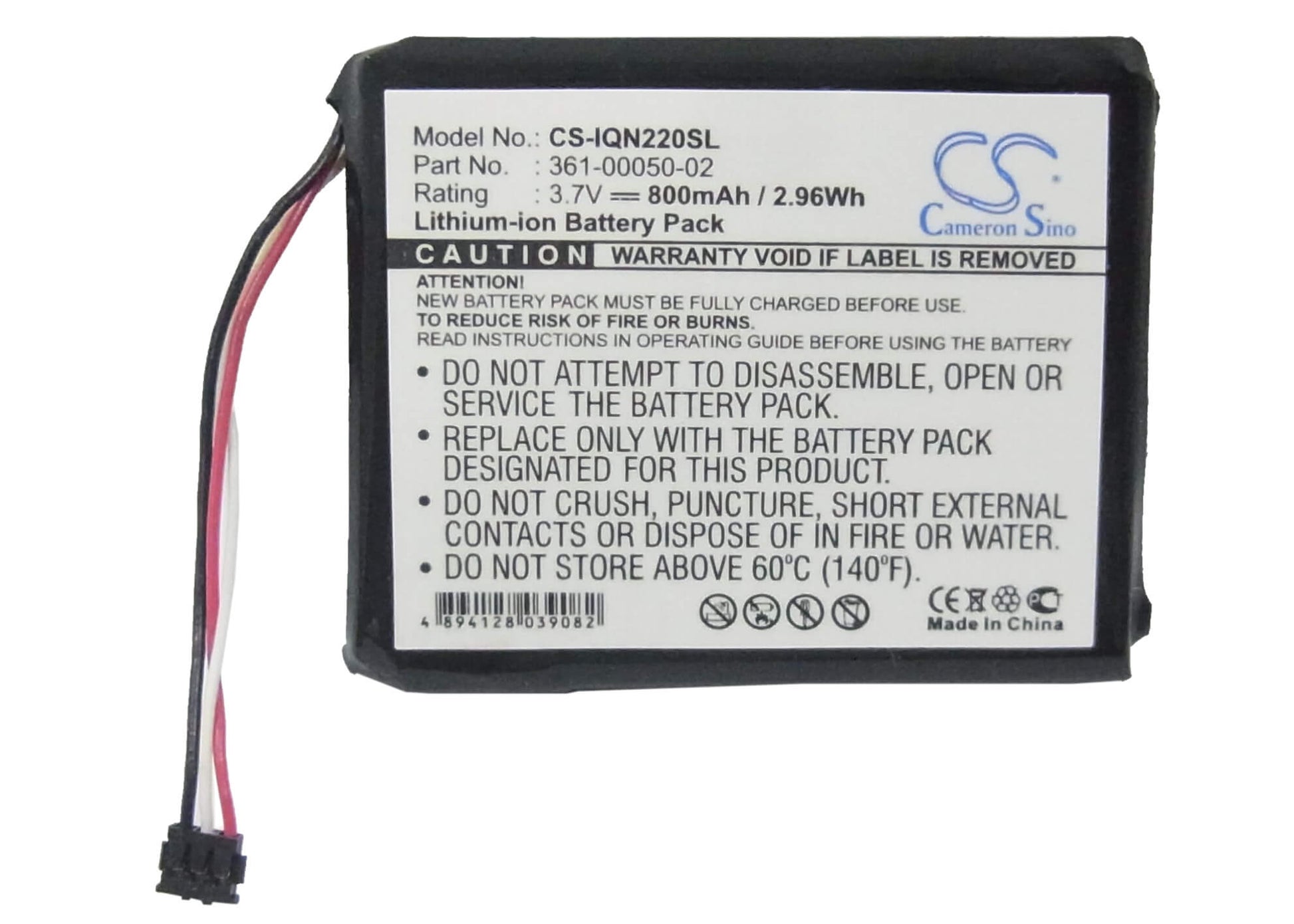 3.7V, 800mAh, Li-ion Battery fits Garmin, Nuvi 2200, Nuvi 2200lt, 2.96Wh