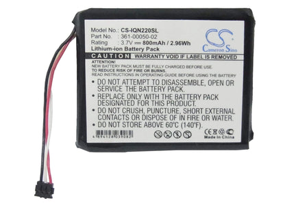 3.7V, 800mAh, Li-ion Battery fits Garmin, Nuvi 2200, Nuvi 2200lt, 2.96Wh