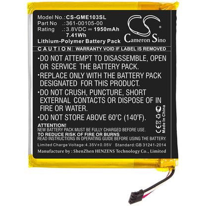 3.8V, 1950mAh, Li-Polymer Battery fits Garmin, Edge 1030, 7.41Wh
