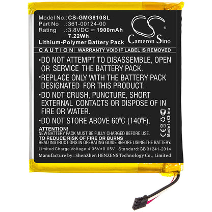 3.8V, 1900mAh, Li-Polymer Battery fits Garmin, Approach G80, 7.22Wh