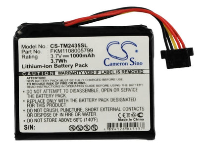 3.7V, 1000mAh, Li-ion Battery fits Tomtom, 1ct4.019.03, 4cq01, 3.7Wh