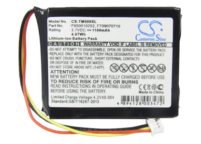 3.7V, 1100mAh, Li-ion Battery fits Tomtom, 4k00.100, 4n00.004, 4.07Wh
