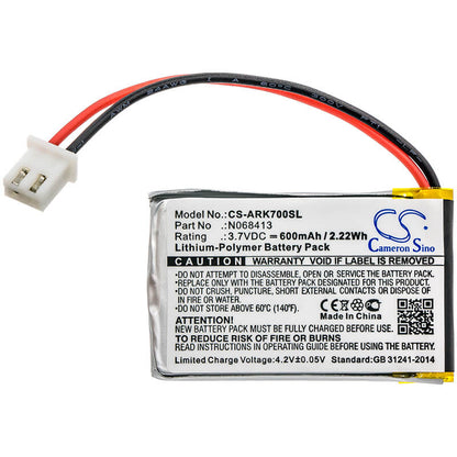 3.7V, 600mAh, Li-Polymer Battery fits Atrack, Ak7 Gps, Ak7 Gps Tracker, 2.22Wh
