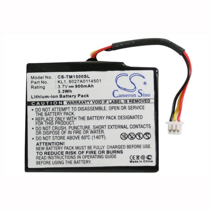 3.7V, 900mAh, Li-ion Battery fits Tomtom, Via 1400m, Via 1405, 3.33Wh