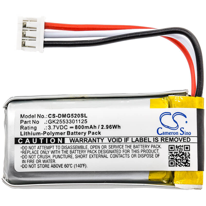 3.7V, 800mAh, Li-Polymer Battery fits Digital Matter, G52 Solar, G52s, 2.96Wh