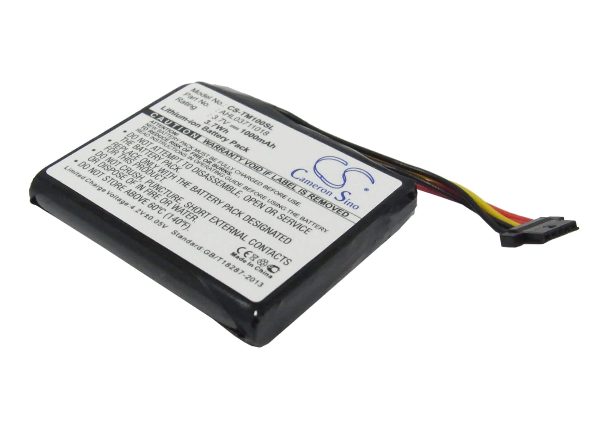 3.7V, 1000mAh, Li-ion Battery fits Tomtom, 4cs0.002.01, Go 1000, 3.7Wh