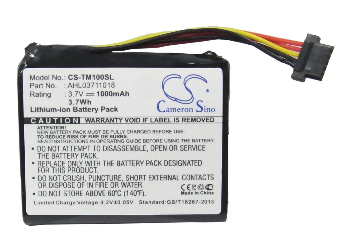 3.7V, 1000mAh, Li-ion Battery fits Tomtom, 4cs0.002.01, Go 1000, 3.7Wh