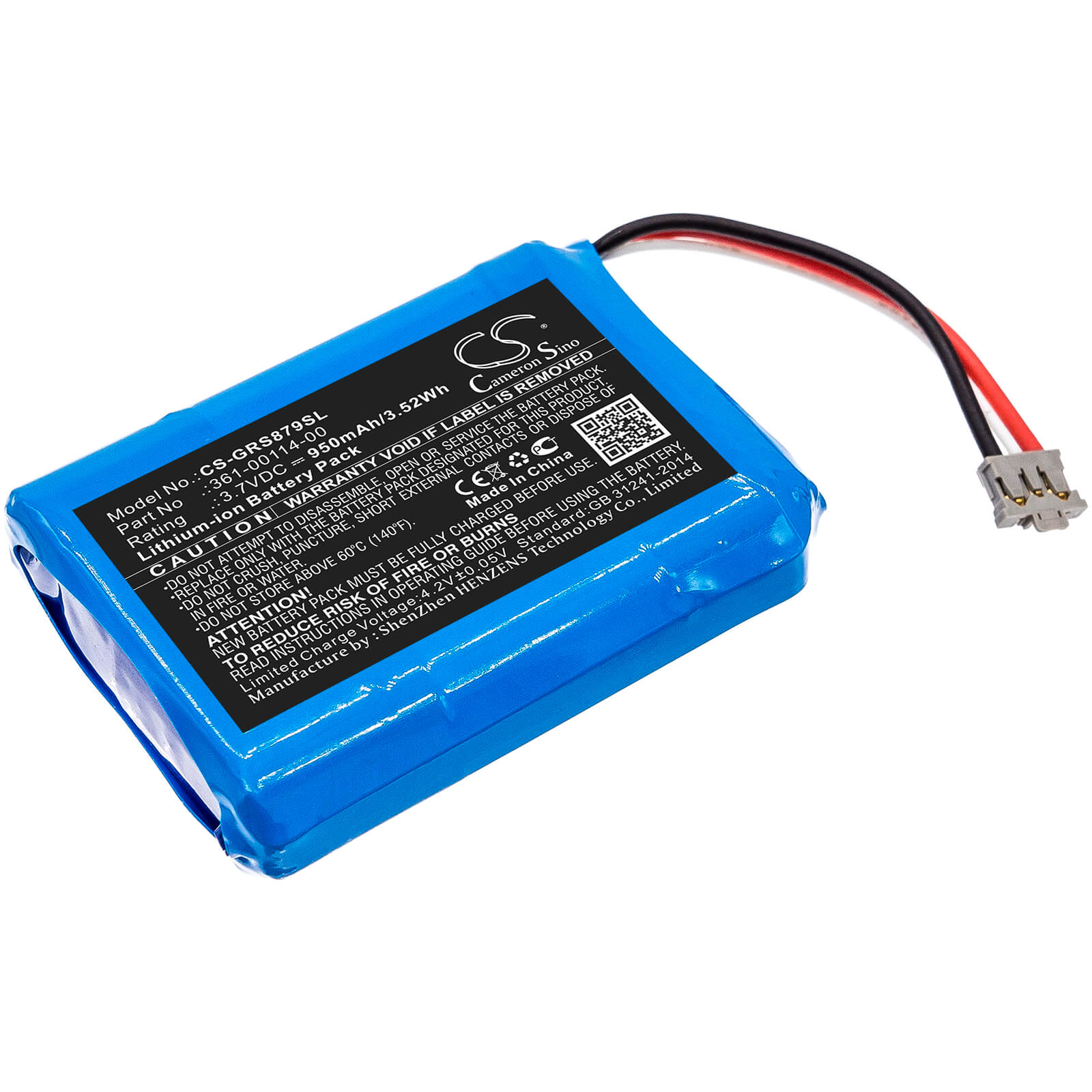 3.7V, 950mAh, Li-ion Battery fits Garmin, 010-01879-00, Inreach Mini, 3.515Wh