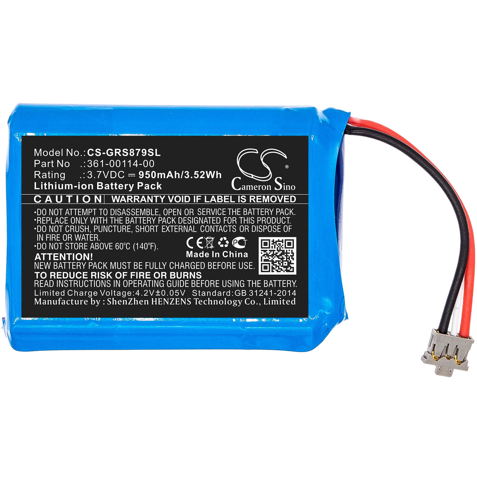 3.7V, 950mAh, Li-ion Battery fits Garmin, 010-01879-00, Inreach Mini, 3.515Wh