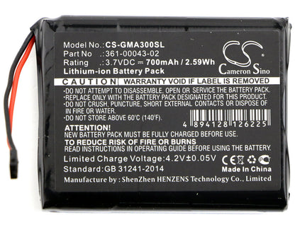 3.7V, 700mAh, Li-ion Battery fits Garmin, 010-01690-00, Approach G30, 2.59Wh