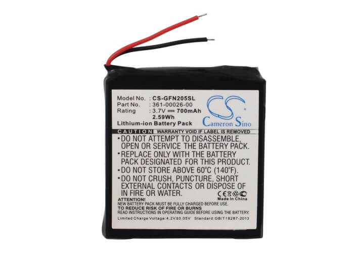 3.7V, 700mAh, Li-ion Battery fits Garmin, Forerunner 205, Forerunner 305, 2.59Wh