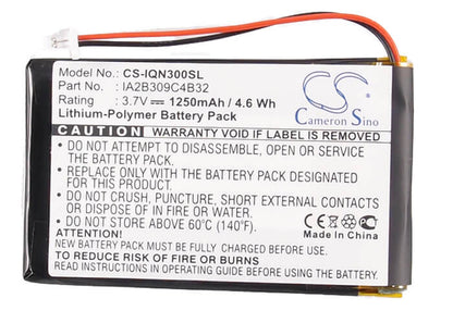 3.7V, 1250mAh, Li-Polymer Battery fits Navgear, Streetmate Gp-43, 4.625Wh