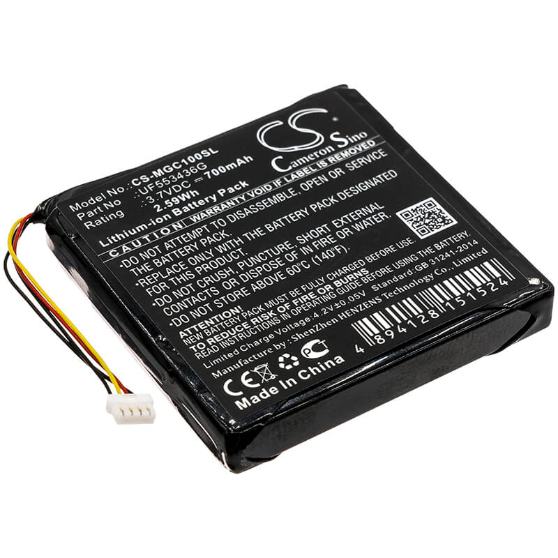 3.7V, 700mAh, Li-ion Battery fits Magellan, Cyclo 100, Cyclo100, 2.59Wh