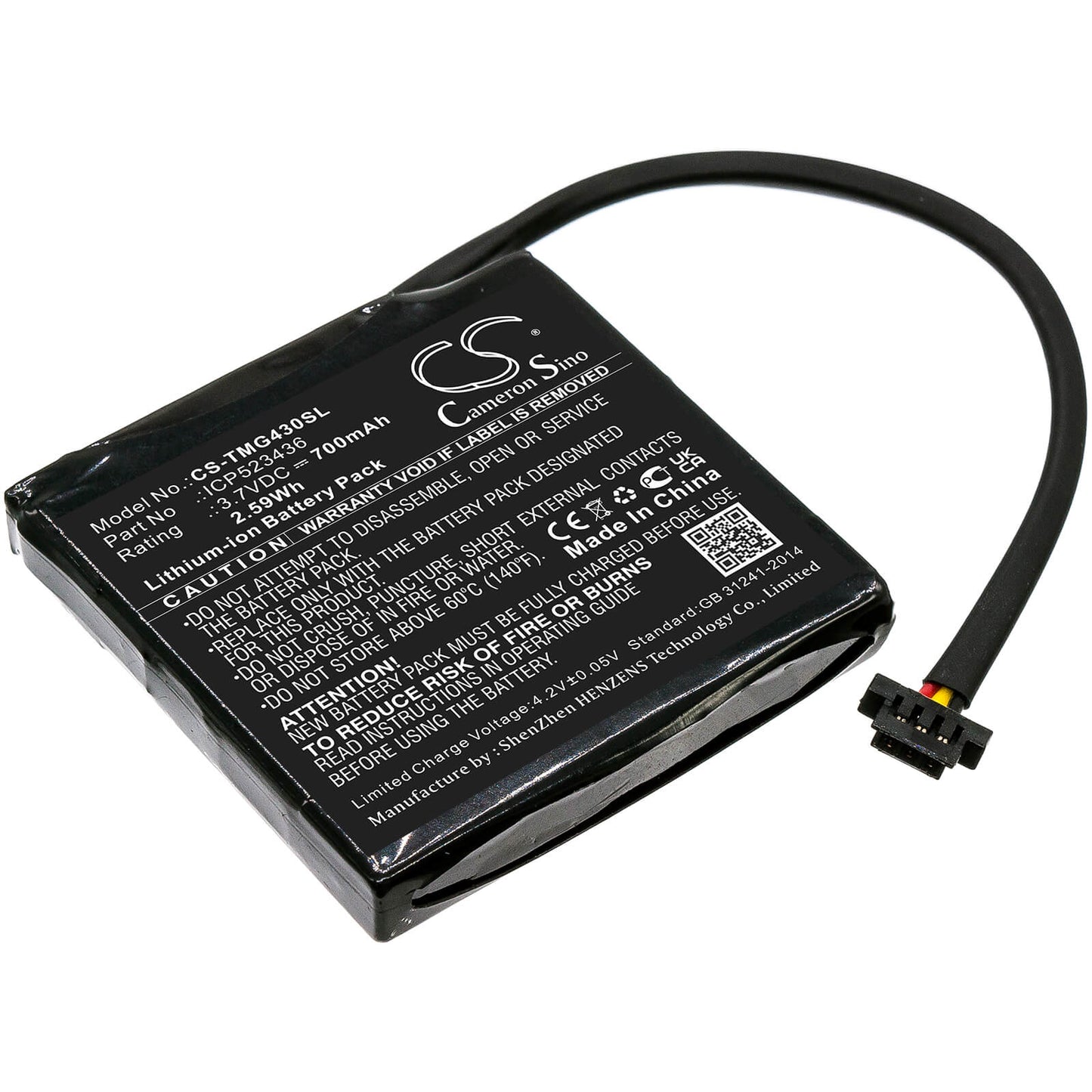 3.7V, 700mAh, Li-ion Battery fits Tomtom, 4fb40, Go 400 4.3" Satnav, 2.59Wh