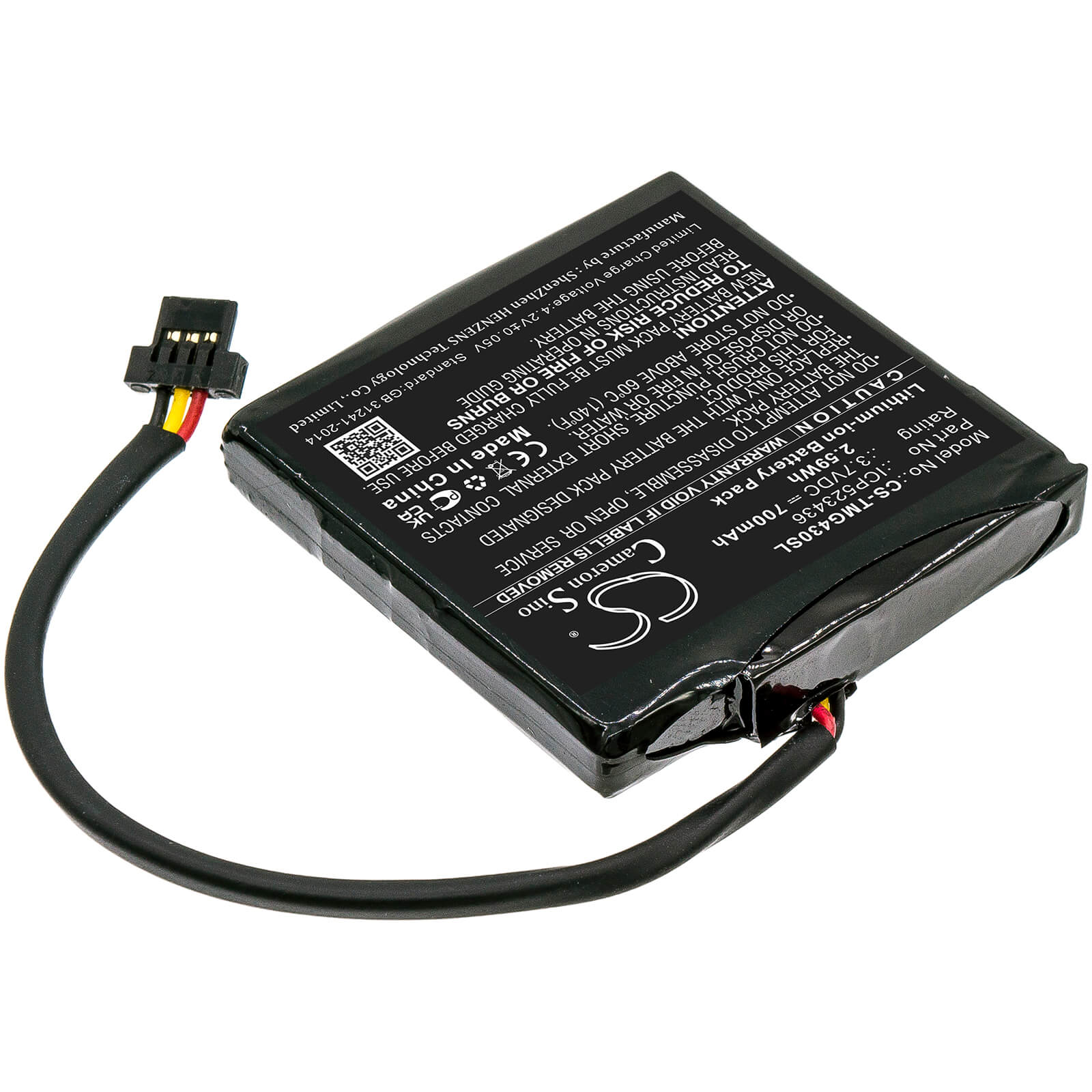 3.7V, 700mAh, Li-ion Battery fits Tomtom, 4fb40, Go 400 4.3" Satnav, 2.59Wh
