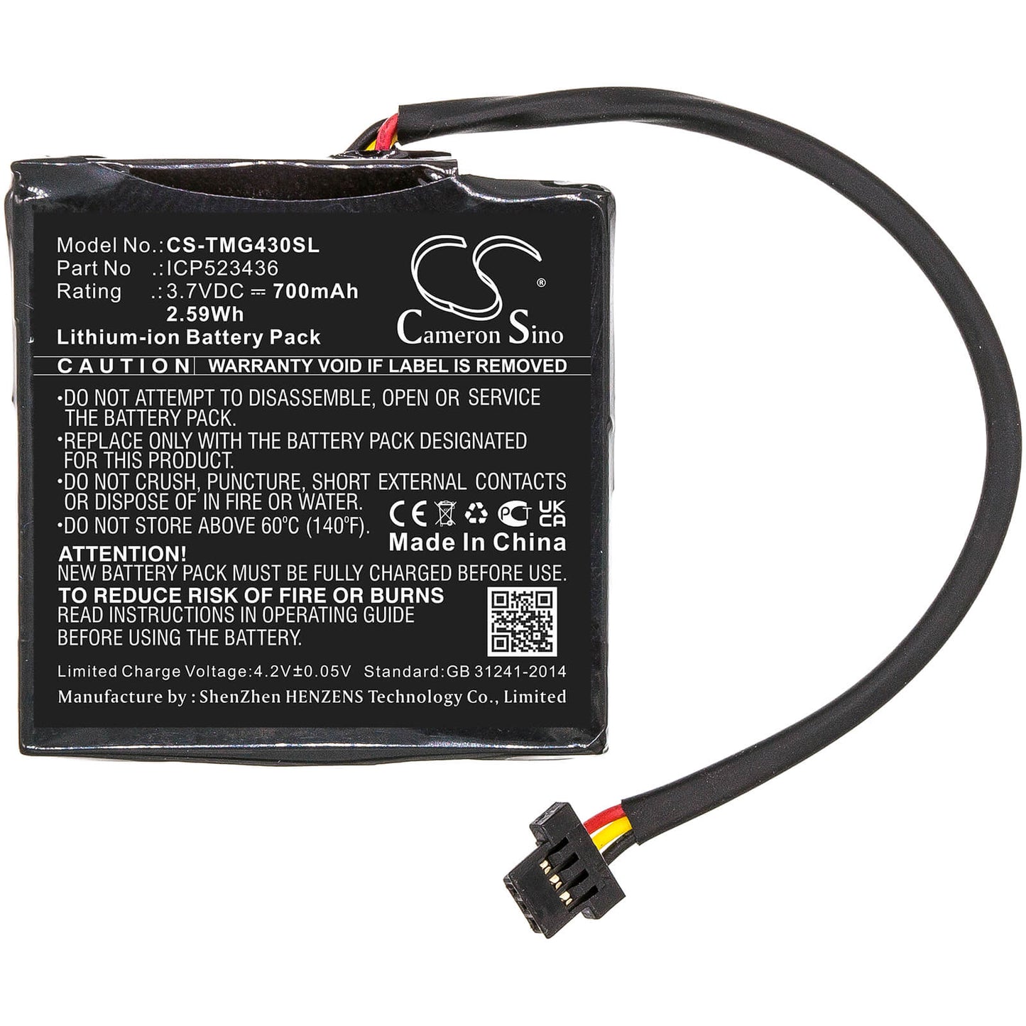 3.7V, 700mAh, Li-ion Battery fits Tomtom, 4fb40, Go 400 4.3" Satnav, 2.59Wh