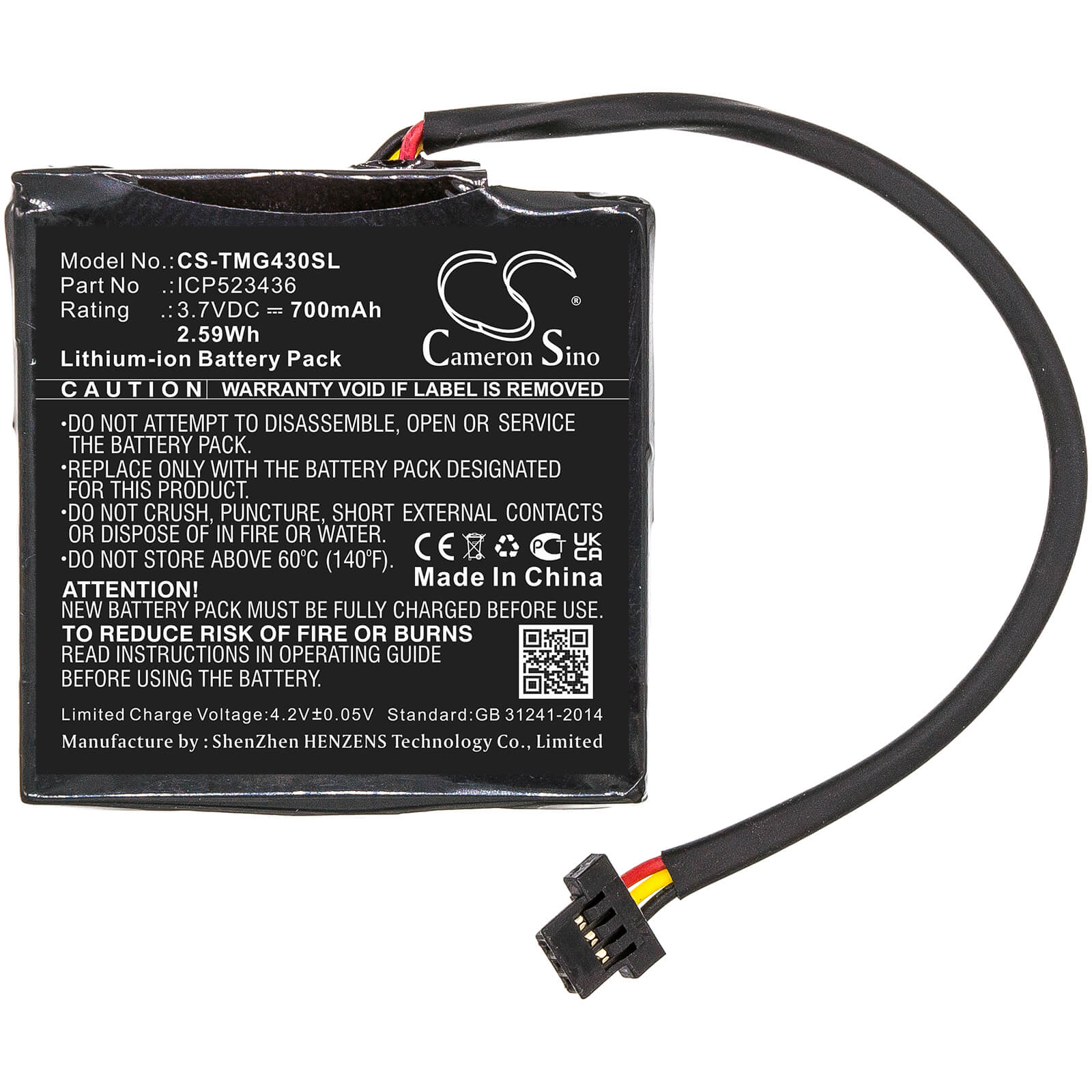 3.7V, 700mAh, Li-ion Battery fits Tomtom, 4fb40, Go 400 4.3" Satnav, 2.59Wh