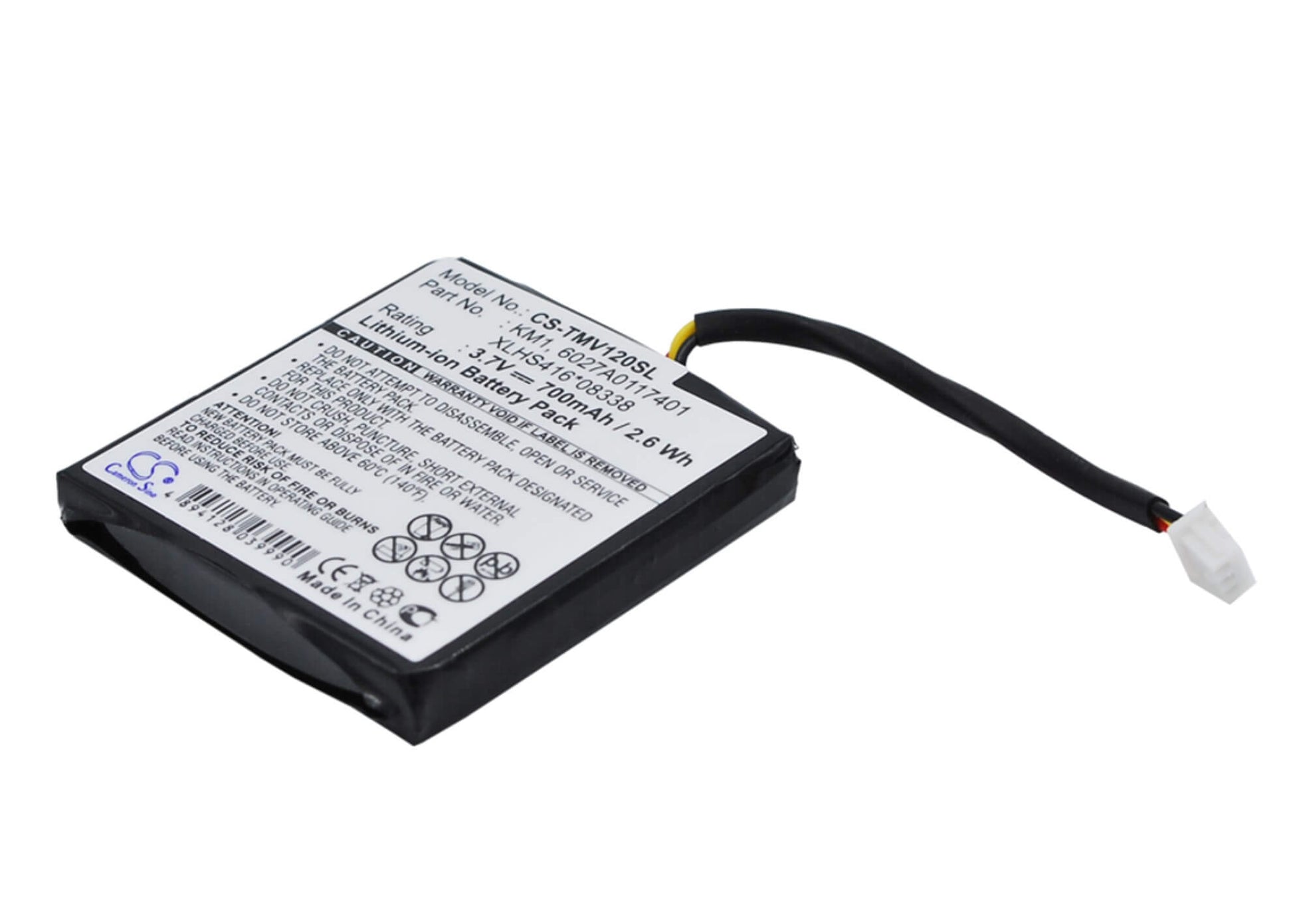 3.7V, 700mAh, Li-ion Battery fits Tomtom, 4eh44, Start 20, 2.59Wh