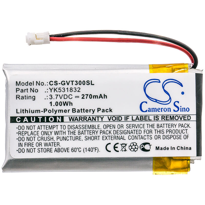 3.7V, 270mAh, Li-Polymer Battery fits Golf Buddy, Vt3 Gps Rangefinder, 0.999Wh