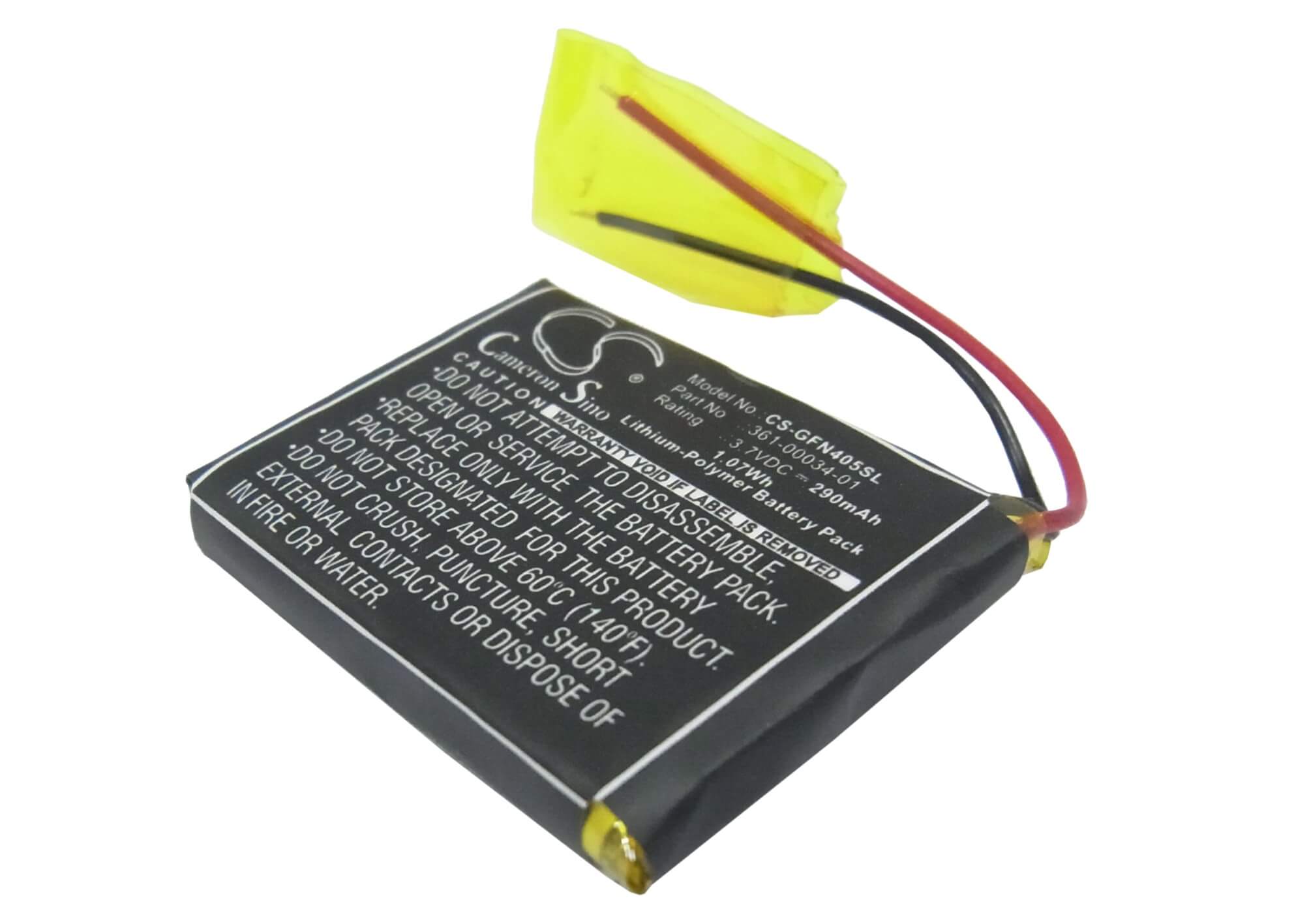 3.7V, 290mAh, Li-Polymer Battery fits Garmin, Foretrex 401, Foretrex 405, 1.073Wh