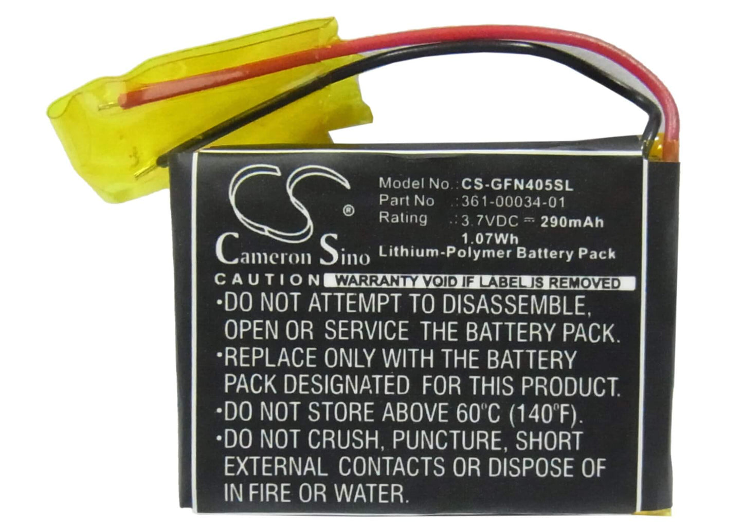 3.7V, 290mAh, Li-Polymer Battery fits Garmin, Foretrex 401, Foretrex 405, 1.073Wh