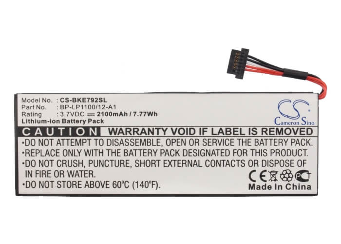 3.7V, 2100mAh, Li-ion Battery fits Becker, Be7928, Traffic Assist 7928, 7.77Wh