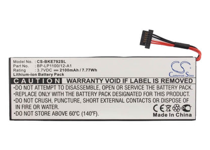 3.7V, 2100mAh, Li-ion Battery fits Becker, Be7928, Traffic Assist 7928, 7.77Wh