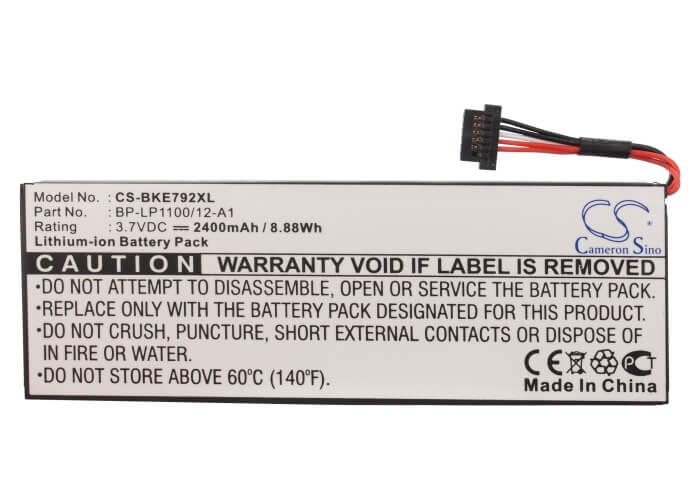 3.7V, 2400mAh, Li-ion Battery fits Becker, Be7928, Traffic Assist 7928, 8.88Wh