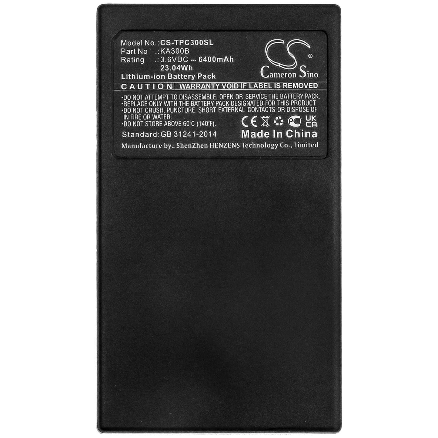 3.6V, 6400mAh, Li-ion Battery fits Tp-link, Kasa Kc300, 23.04Wh