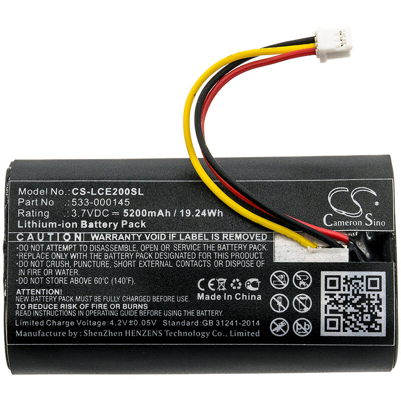 3.7V, 5200mAh, Li-ion Battery fits Logitech, 861-000066, Circle 2, 19.24Wh