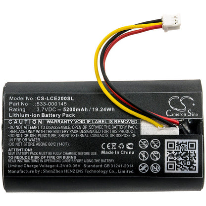 3.7V, 5200mAh, Li-ion Battery fits Logitech, 861-000066, Circle 2, 19.24Wh