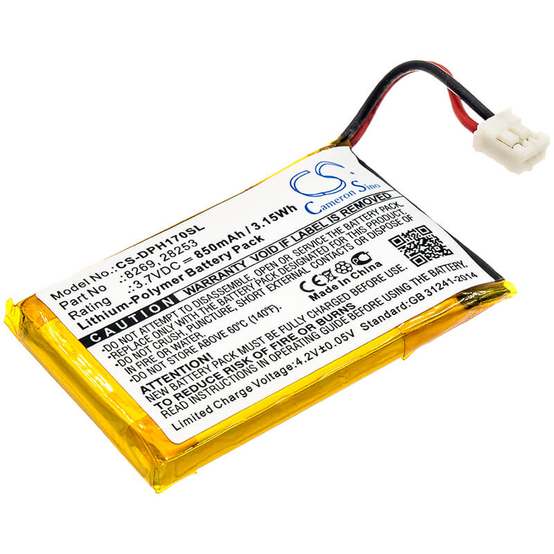 3.7V, 850mAh, Li-Polymer Battery fits Marmitek, 210, Doorphone 170, 3.145Wh